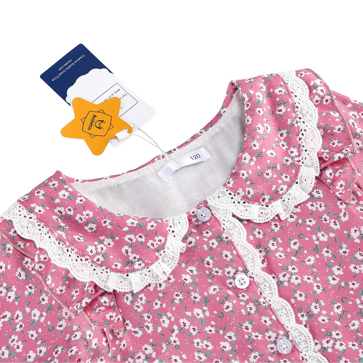 Aoiviss girls pioneer dress lace trim; delicate finish adds timeless appeal