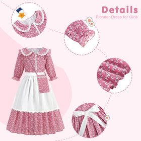 Aoiviss girls pioneer dress sleeves elastic; comfortable fit for busy kids