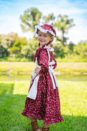 Aoiviss Pioneer dress floral bonnet with lace trim for a charming vintage look