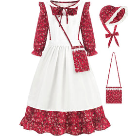 Aoiviss Pioneer dress with floral front view for history days