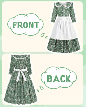 Aoiviss white apron overlay for the prairie dress; easy back-tie for secure fit.