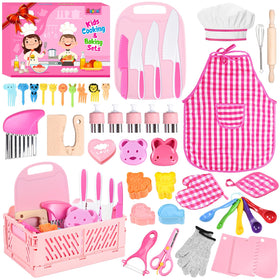 Aojieni kids kitchen set 48pcs box view for organized playtime.