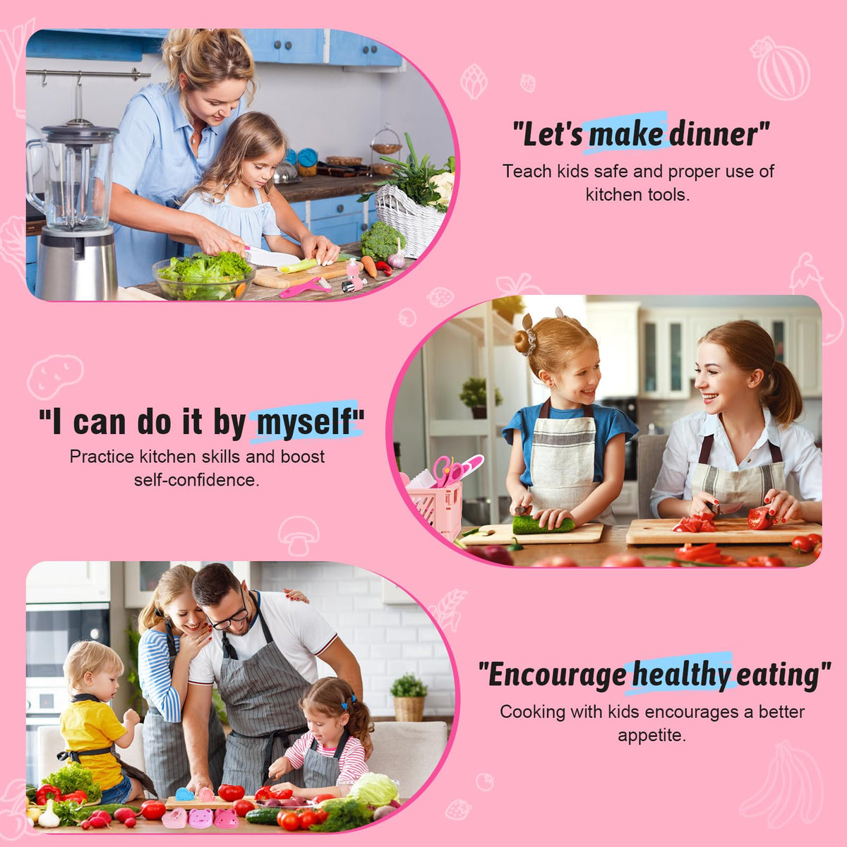 Aojieni safety gloves provide extra cut protection during play cooking.