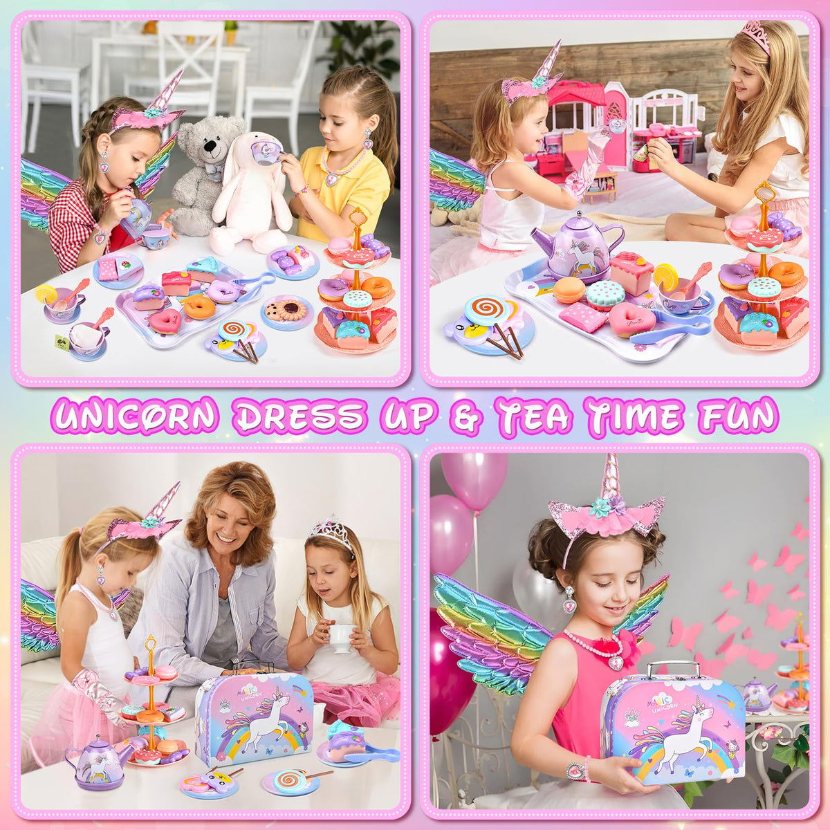 Aojieni unicorn wings and headband for magical role-play