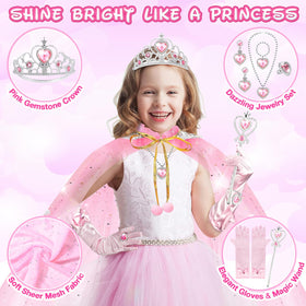 Aojieni princess dress-up cape and jewelry set for play