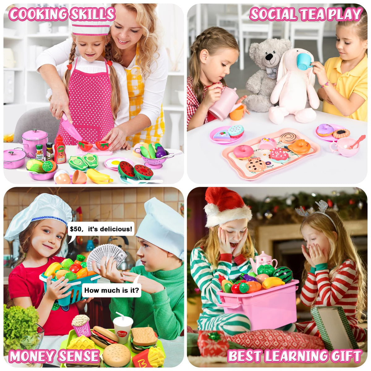 Aojieni stainless steel pots and pans for realistic pretend meals