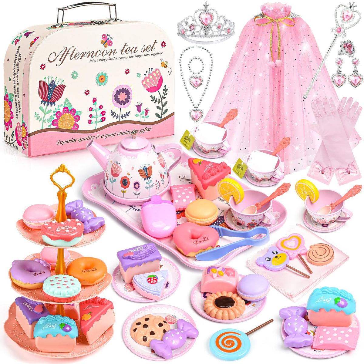 Aojieni tea party set teapot and tray for imaginative play