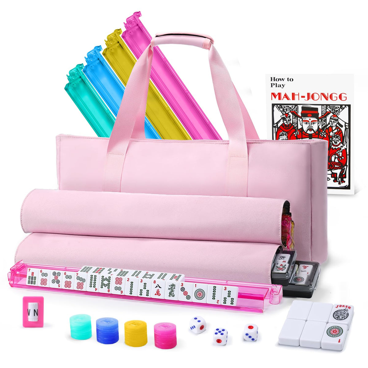 Aomercare Mahjong 166 white tiles with crisp engravings for clear visibility