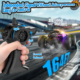 AONEPTR RC car with 2.4GHz controller for quick, responsive control.