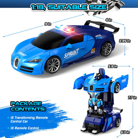 AONEPTR remote control car dual form showcases sports car to robot transformation.