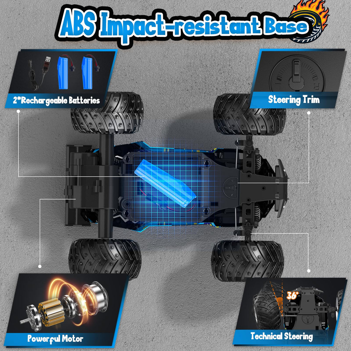 Independent suspension and spring tires handle uneven surfaces smoothly.
