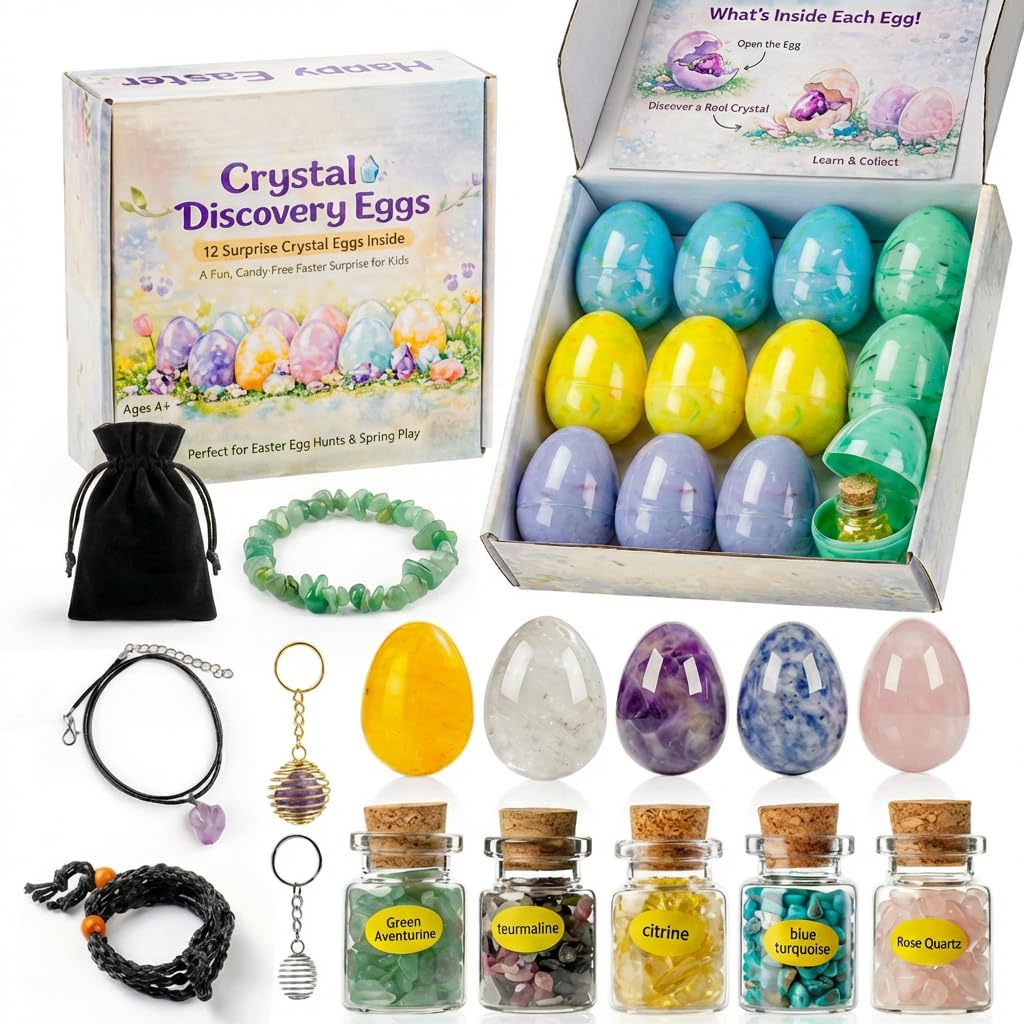 AONTESS Easter eggs reveal gemstone crystals during hunts for curious kids.