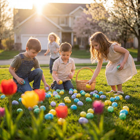 AONTESS educational STEM play with real gemstones during Easter exploration.
