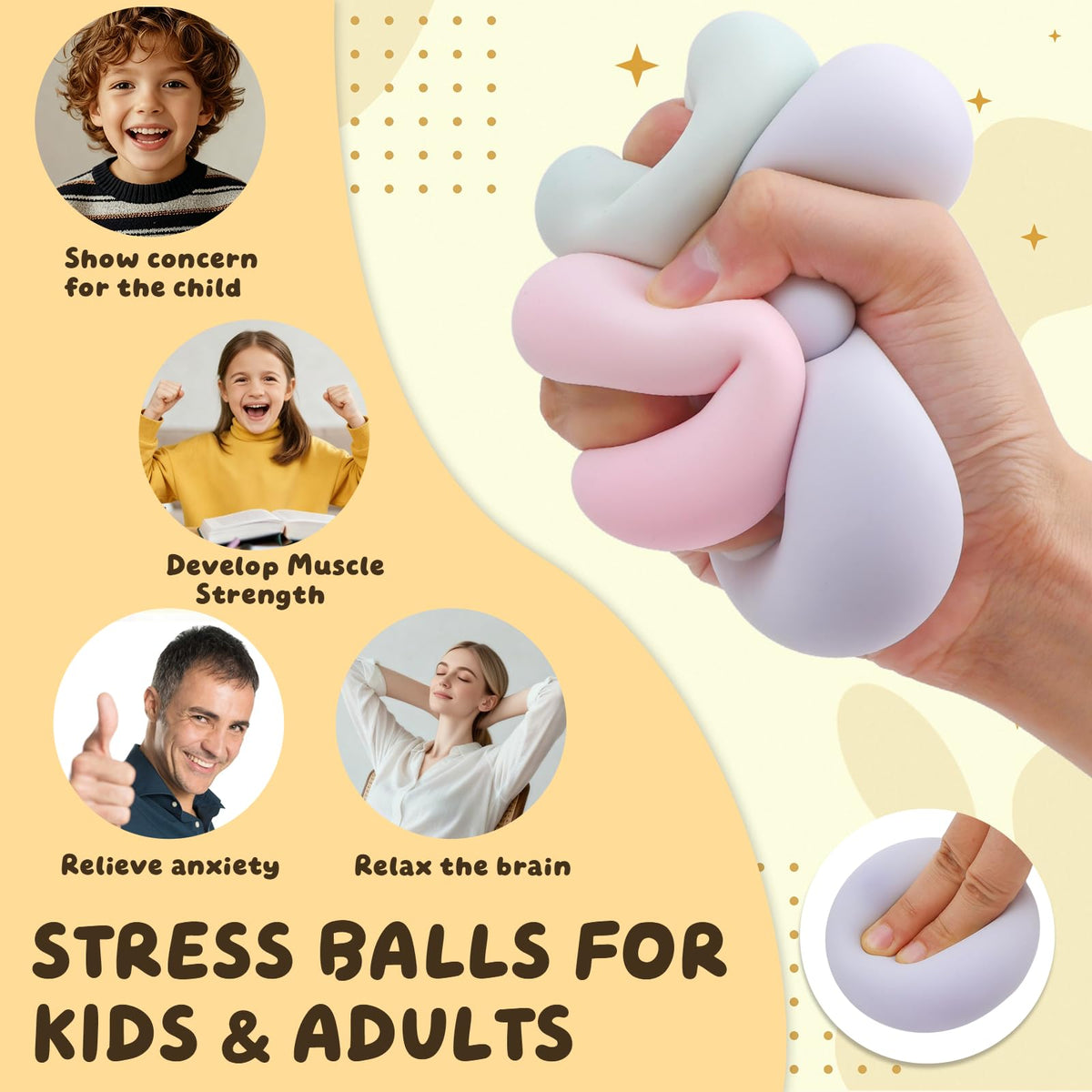 AOONTYEN soft silicone fidget toy provides durable relief through squeezing