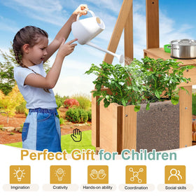 Aoparts Mud Kitchen durable wood construction for long-lasting outdoor use.