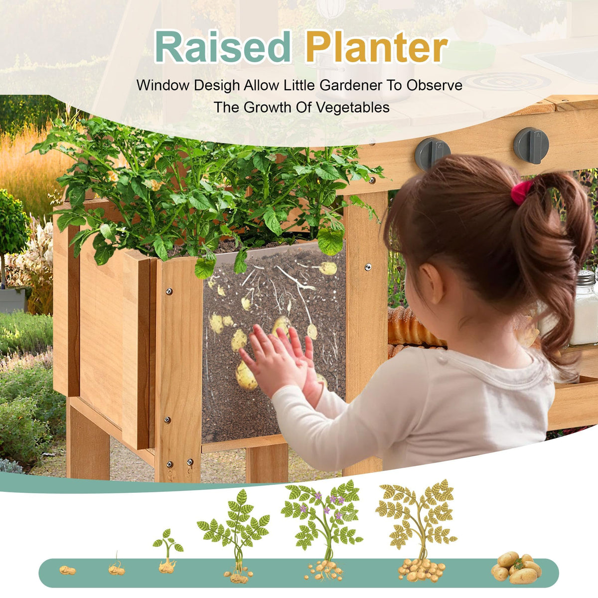 Aoparts Mud Kitchen planter box adds growing fun to pretend cooking.
