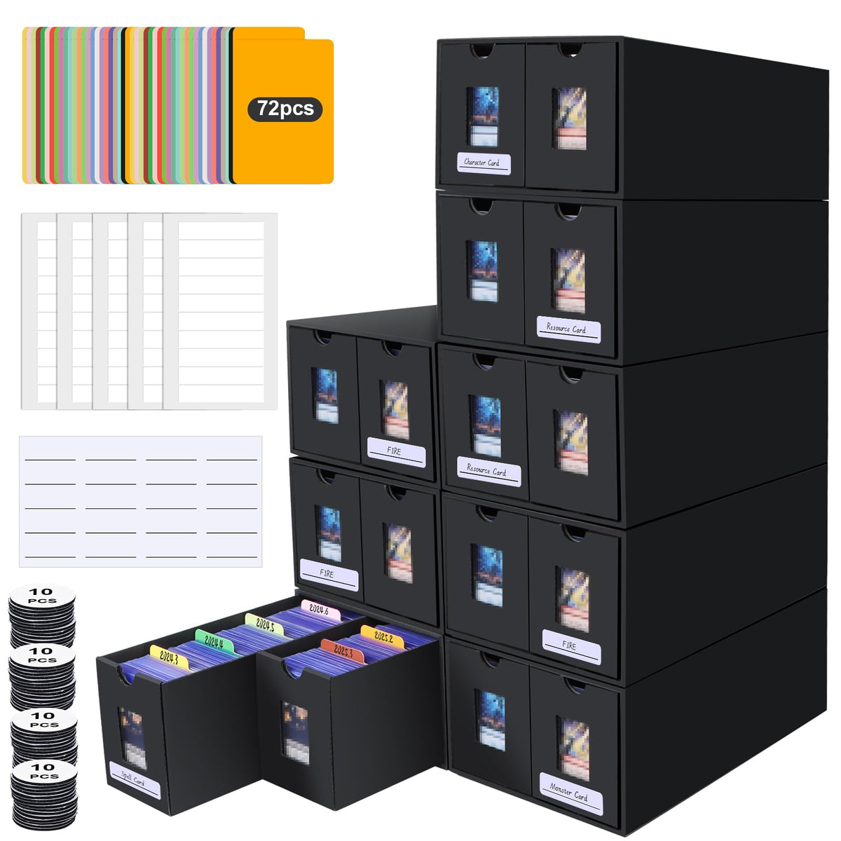 aopule 14000+ card storage box front view shows large capacity for collections