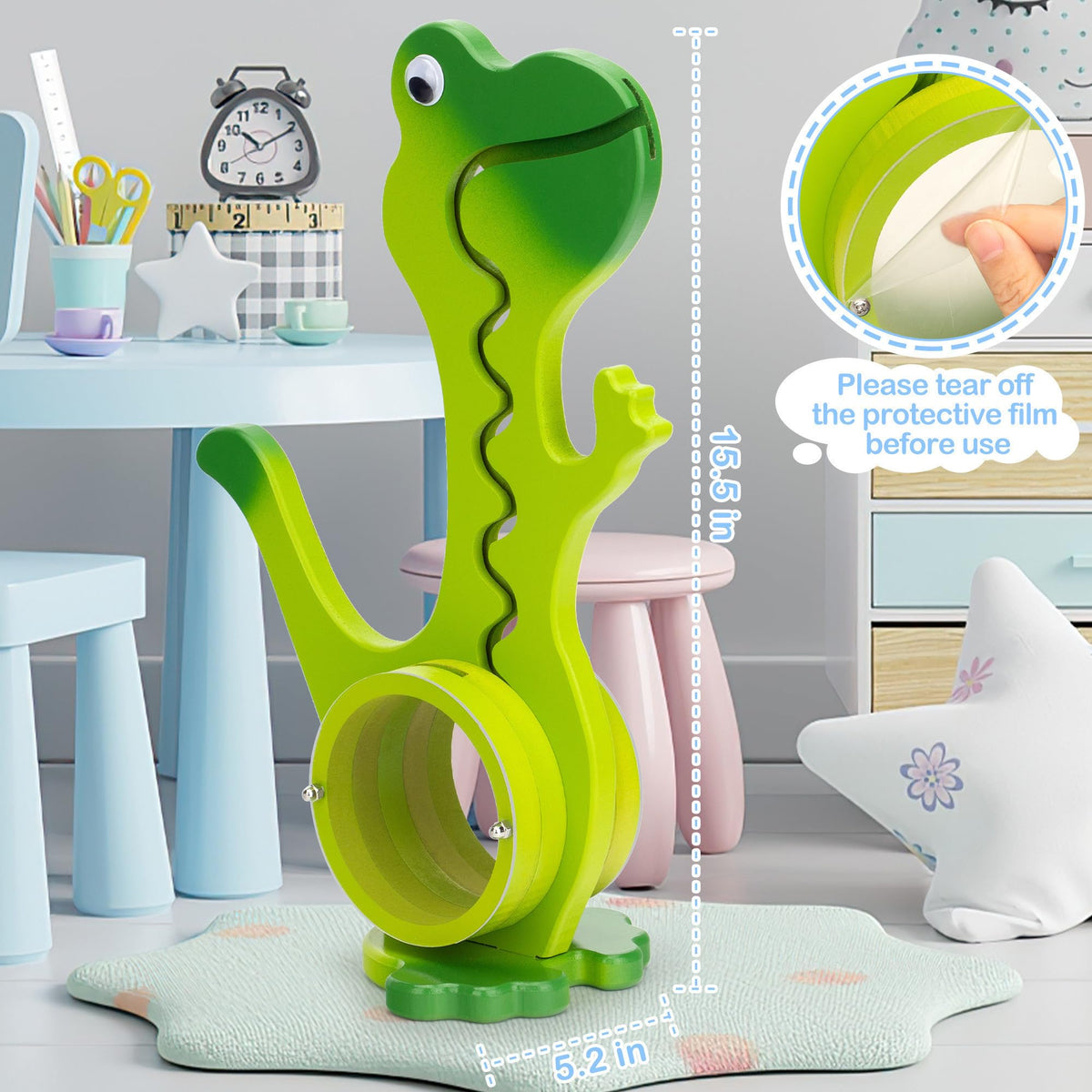 AORCMITN dinosaur piggy bank clear belly acrylic demonstrates visual savings progress.