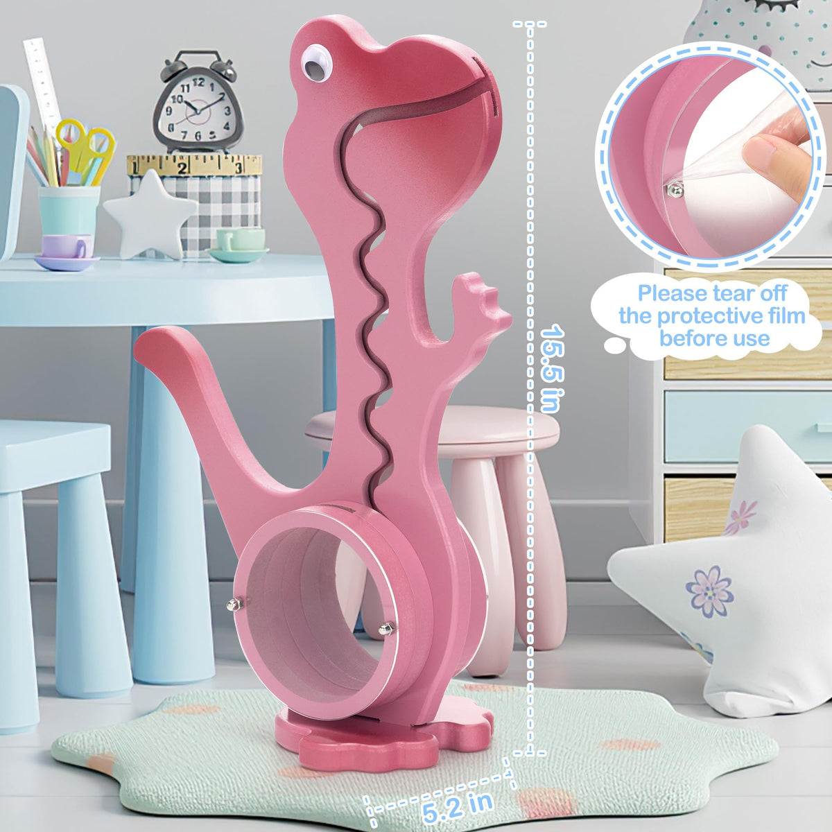 AORCMITN Dino Pink bank with clear belly reveals saving progress