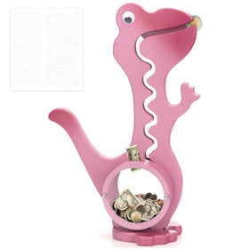 AORCMITN Dino Pink piggy bank shows coin slide for engaging saving moments