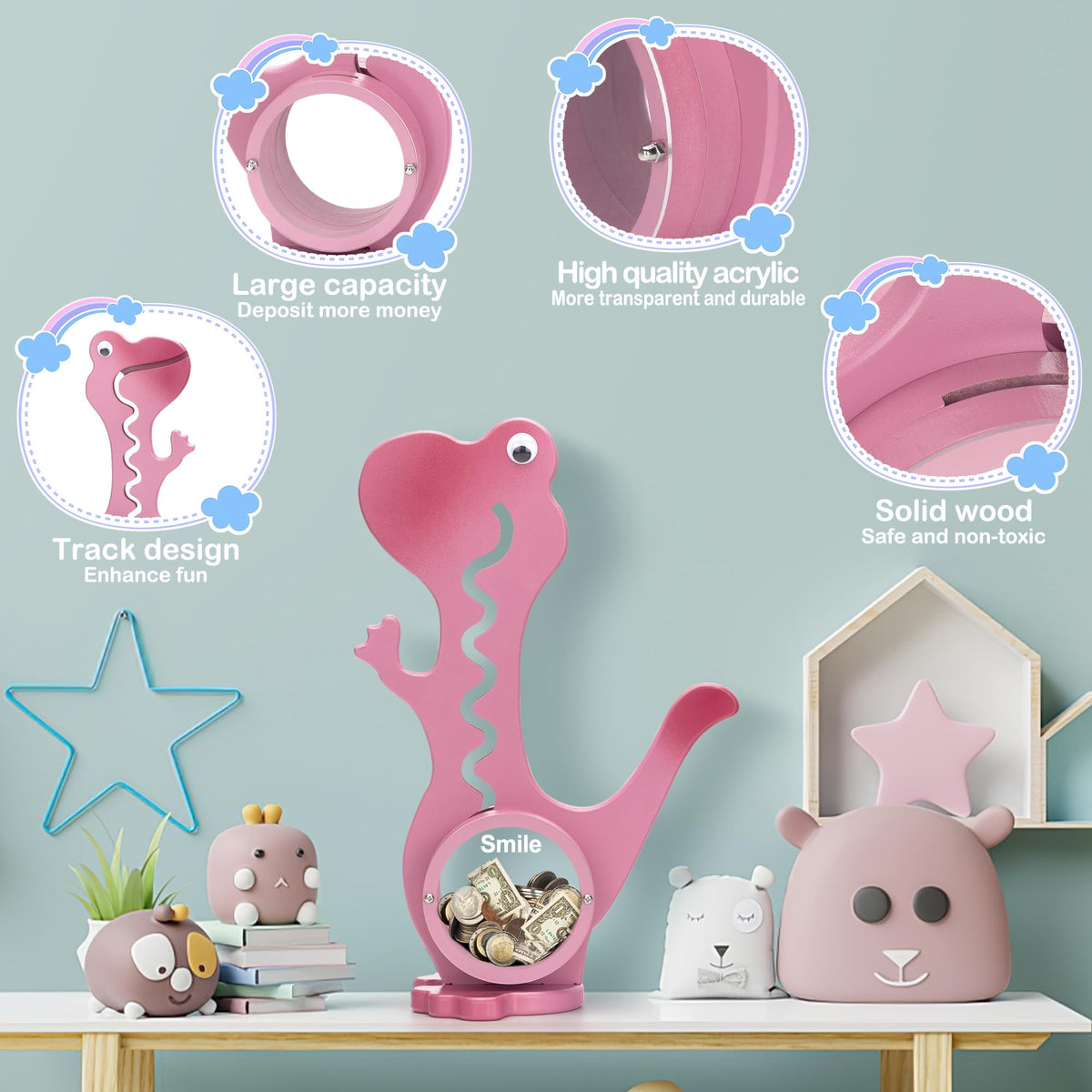 AORCMITN wooden body provides durable, kid friendly design