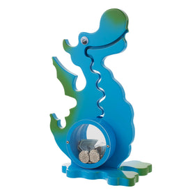 AORCMITN wooden dinosaur piggy bank with a durable natural finish for active kids