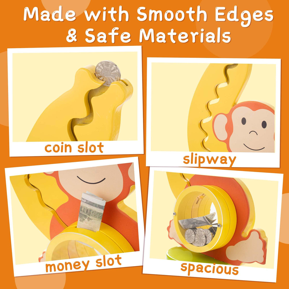 AORCMITN piggy bank includes DIY stickers for personalized name and year.