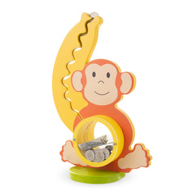 AORCMITN monkey banana piggy bank with interactive coin slide for engaging saving.