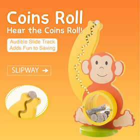 AORCMITN wooden piggy bank with clear belly showing real-time saving progress.