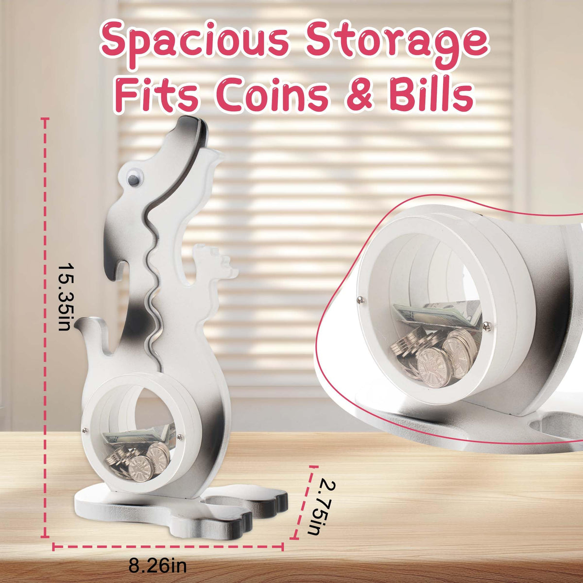AORCMITN patented dinosaur piggy bank with reliable support
