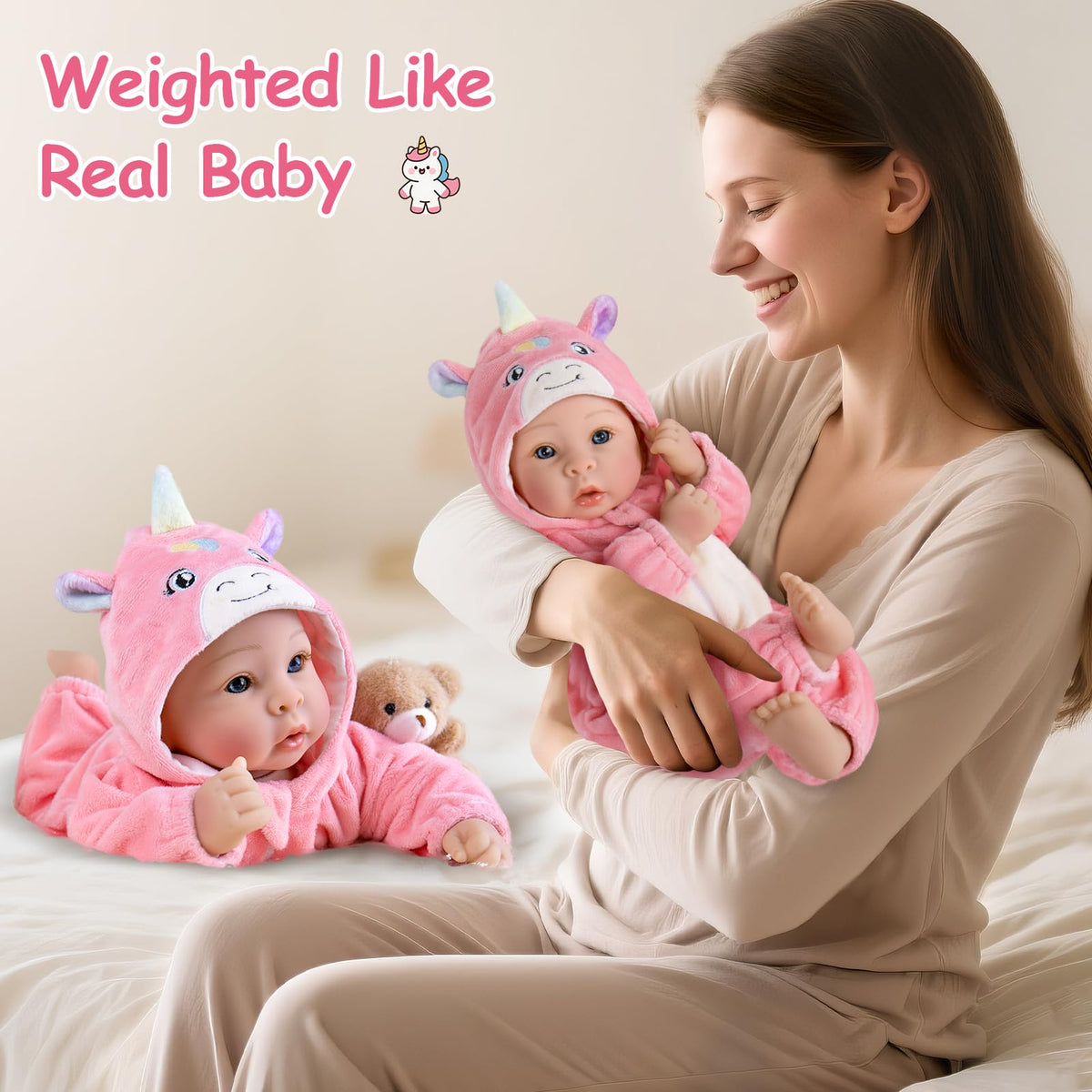 Aori 17-inch doll with premium hybrid material for balanced realism and softness.