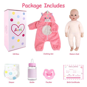 Aori 17-inch doll safety-certified set with outfits and accessories.