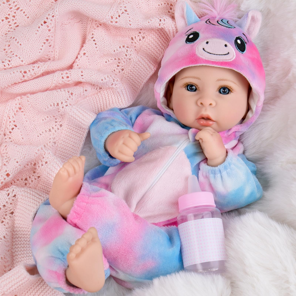 Aori doll with spray-painted hair for natural-looking, tangle-free styling.