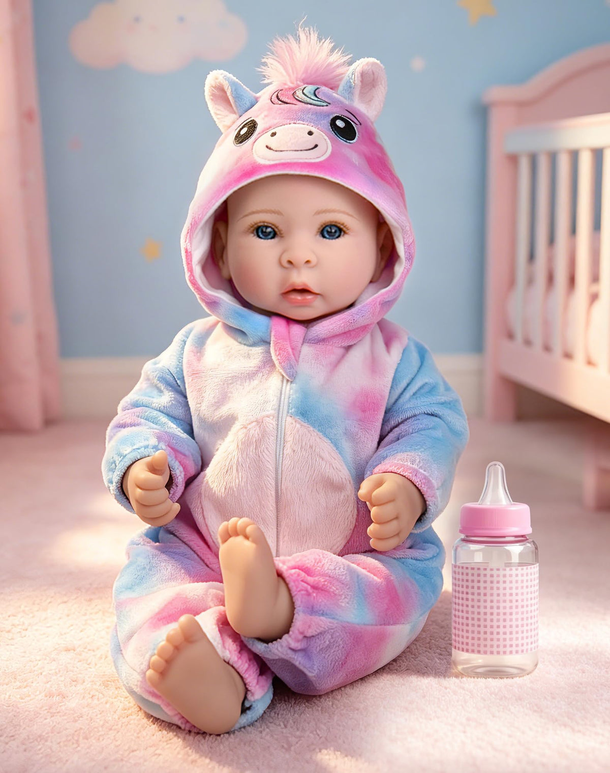 Aori 17-inch lifelike doll head and hands for authentic cuddling.