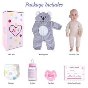 Aori premium gift-set features doll, outfit, birth certificate, and more.