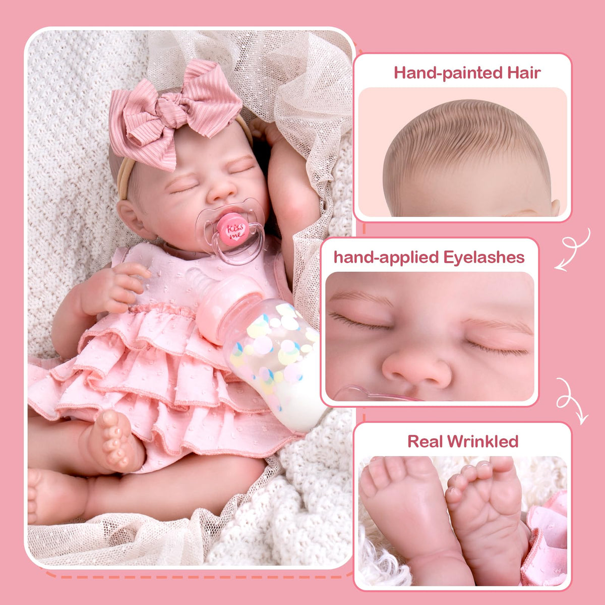 Aori 20-inch reborn doll nursing bottle for pretend feeding