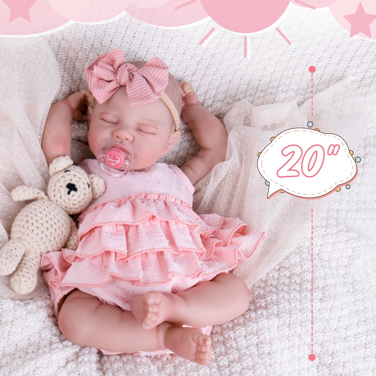 Aori 20-inch reborn doll outfit ready for styling and display