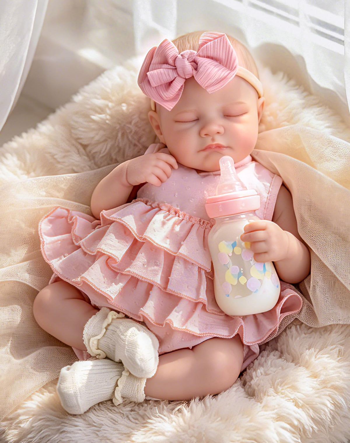 Aori 20-inch reborn doll sleeping face, ideal for nurturing play and lifelike bonding