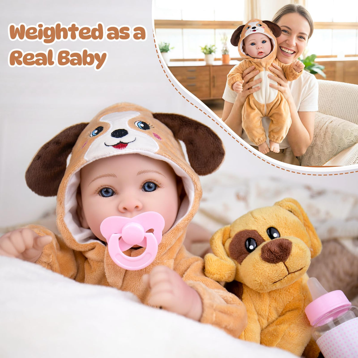 Aori doll fits newborn or preemie outfits for versatile dress-up moments.