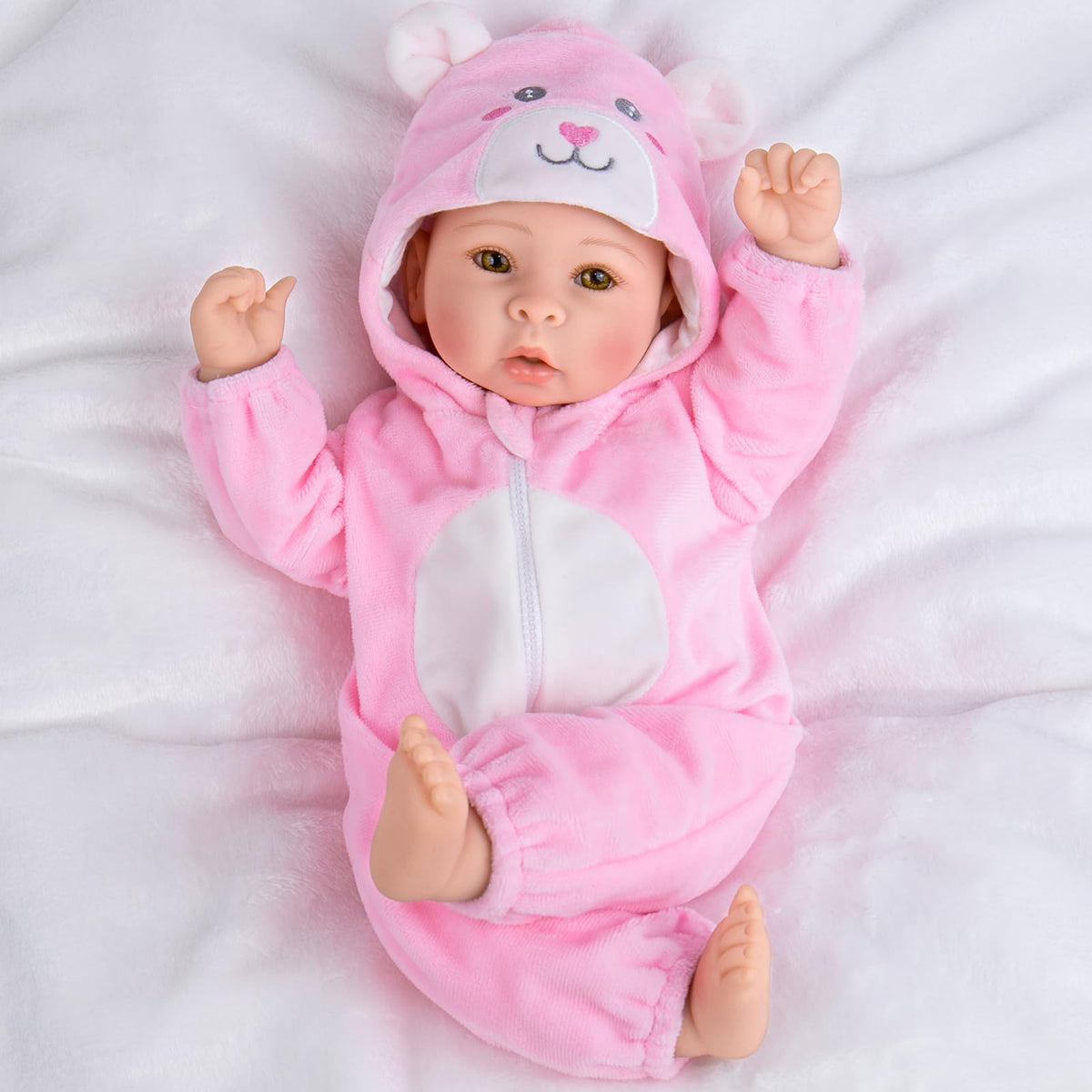 Aori doll with hand-painted facial features enhances realistic pretend play.