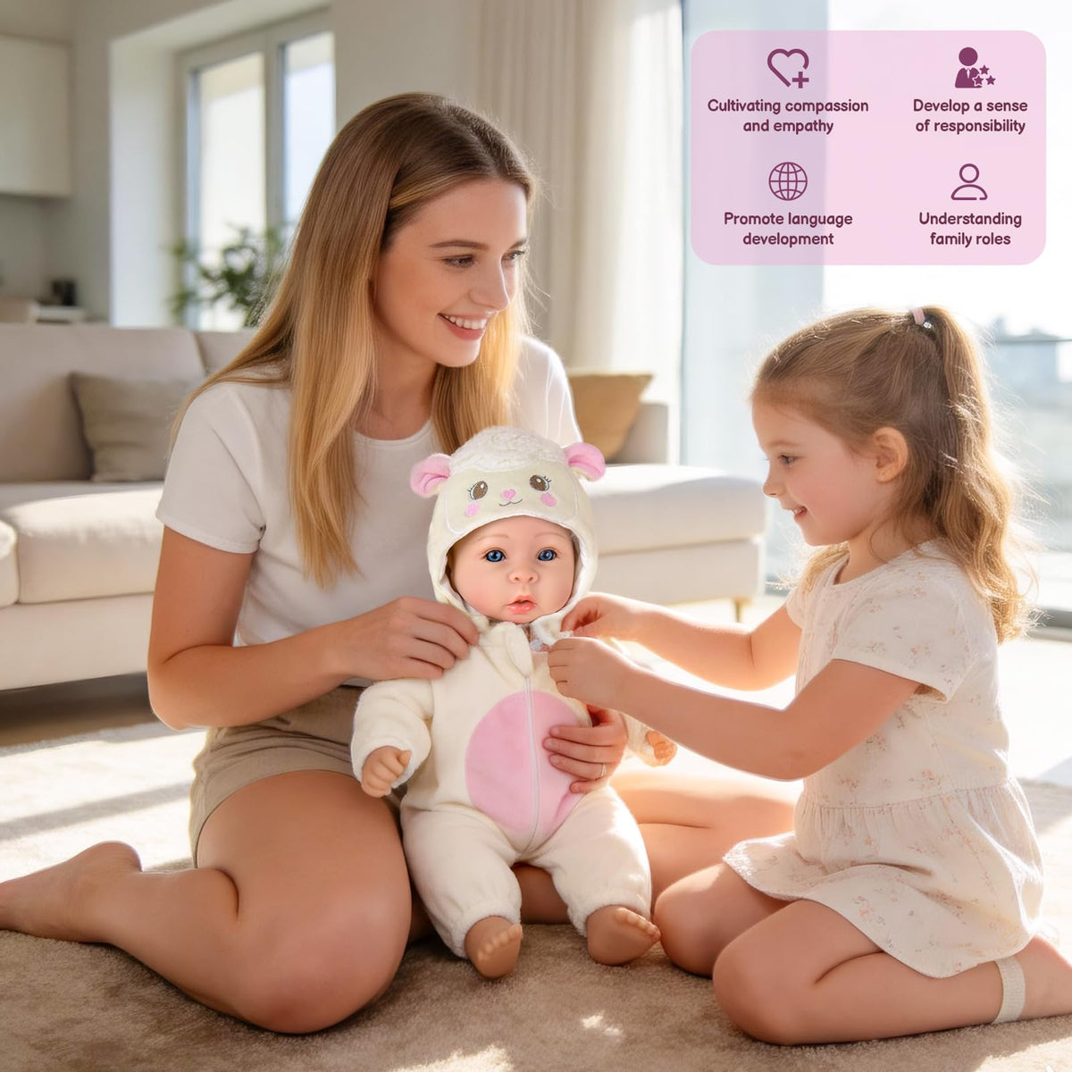 Aori Baby Doll pacifier and bottle set supports realistic daily routines.