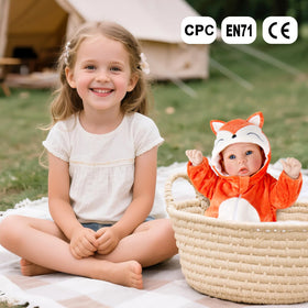 Aori baby doll wearing newborn outfits invites cozy dressing play.