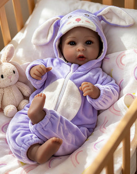 Aori Black Baby Doll 17-inch face close-up showing hand-painted features and natural blush.