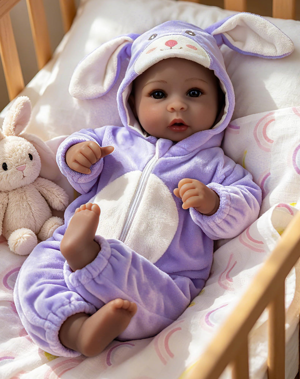 Aori Black Baby Doll 17-inch face close-up showing hand-painted features and natural blush.