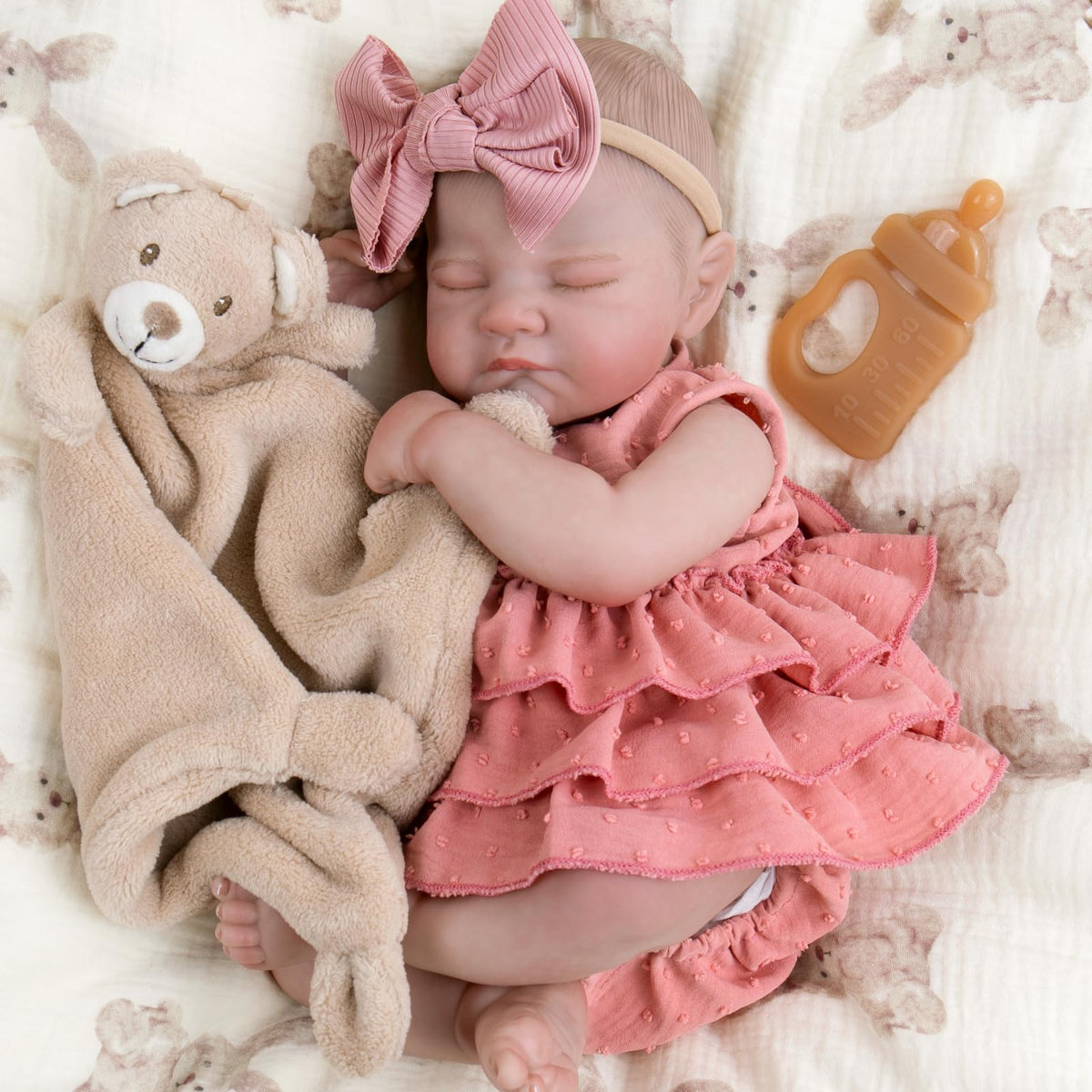 Aori Realistic Reborn Doll 20-inch sleeping newborn girl with magnetic pacifier for nurturing play.