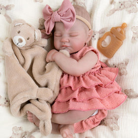 Aori Realistic Reborn Doll 20-inch sleeping newborn girl with magnetic pacifier for nurturing play.