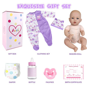 Aori Reborn doll dressed in newborn clothing for versatile styling.