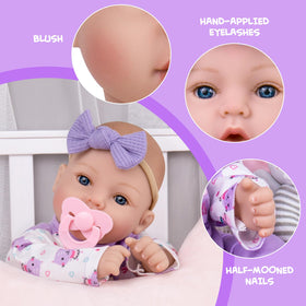Aori Reborn doll showing hand-painted eyelashes for realism.