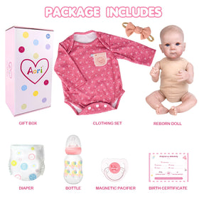 Aori Reborn baby doll 20-inch size fits preemie and newborn outfits for wardrobe variety