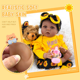 Aori Reborn Baby Doll Black eyes and lashes inspire imaginative storytelling.